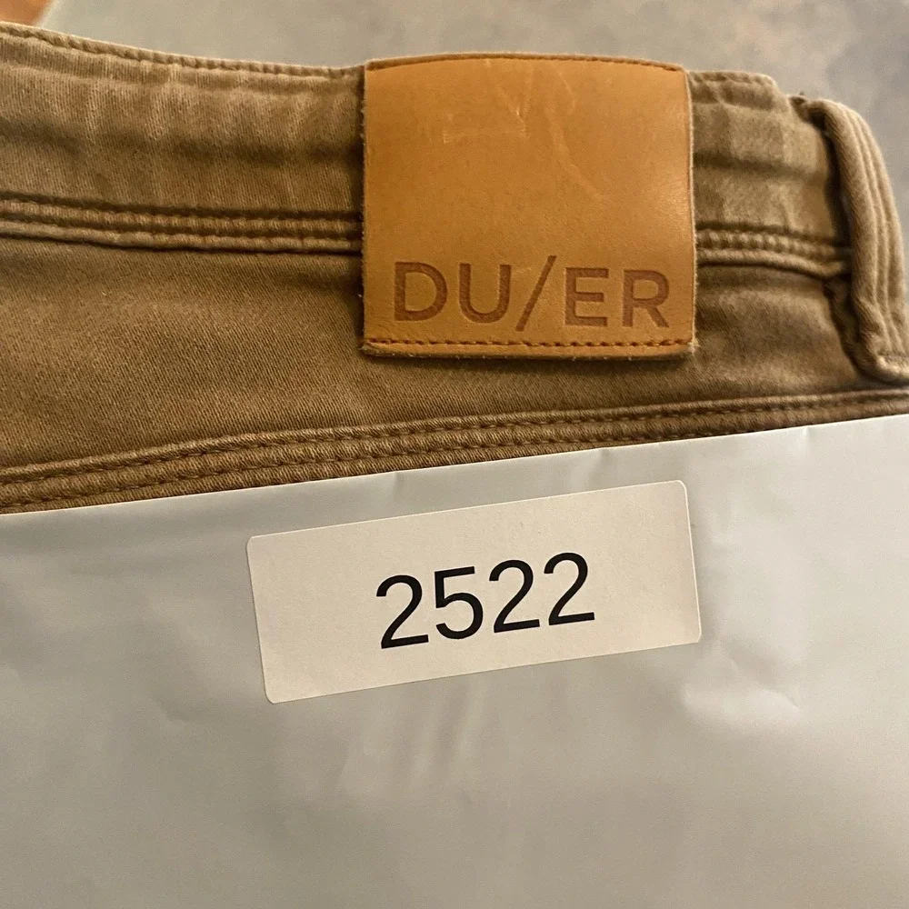DU/ER Pants Mens 34x29 Brown N2X Slim Fit Jogger Stretch Casual Tapered Cuffed